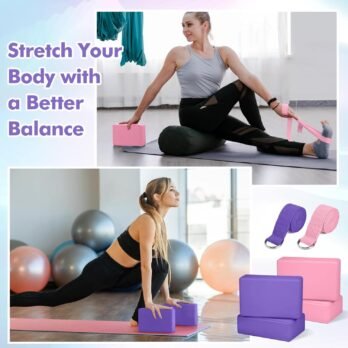 Yoga Block & Strap Set (6 Pcs)