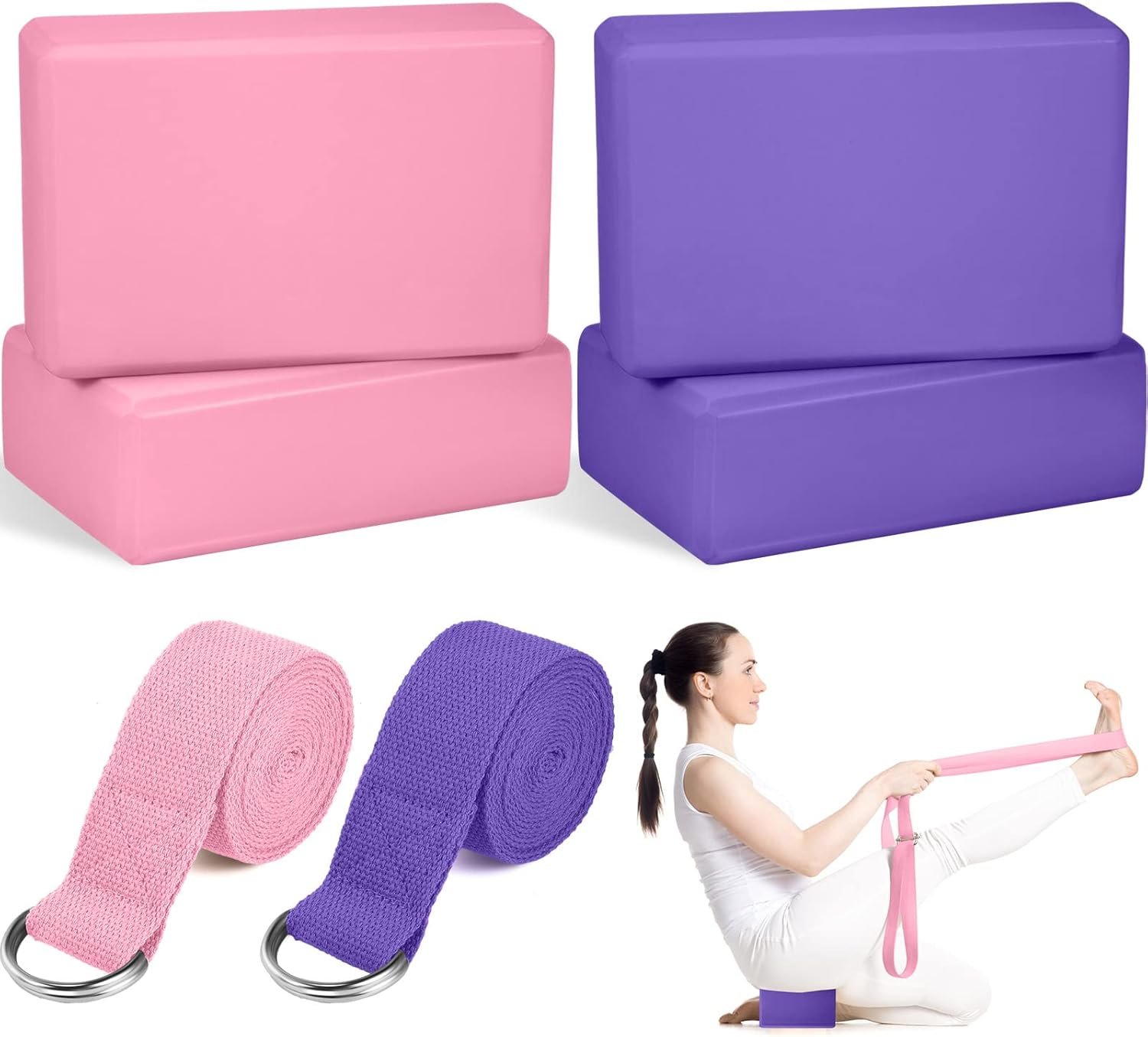 Yoga Block & Strap Set (6 Pcs)